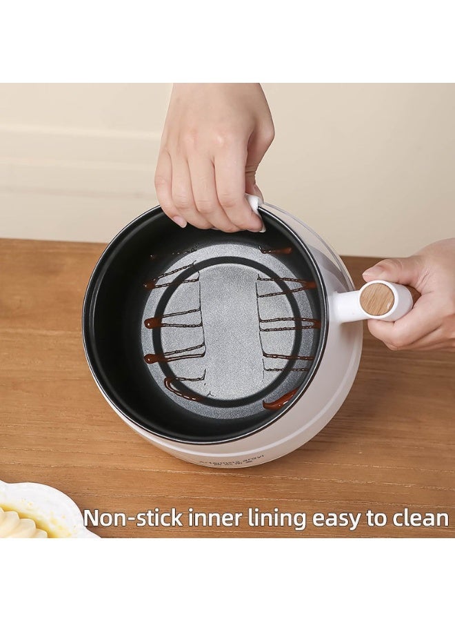 ماكون قدر طهي كهربائي مع جهاز بخار ووعاء غير لاصق - قدر صغير متعدد الوظائف بسعة 1.5 لتر، محمول لتحضير المعكرونة والأرز والحساء - تصميم مريح باللون الأبيض، مثالي للسكن الجامعي والسفر. - Image 4